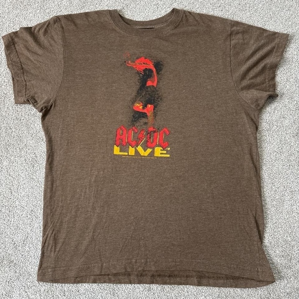 Vintage 2005 AC/DC Live Aces & Eights T-Shirt Women's XL Brown Band Tee